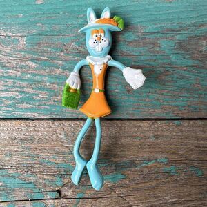 VTG 1989 Spearhead Ind Bendable Girl Bunny Figurine 5 Inch Easter Multicolor